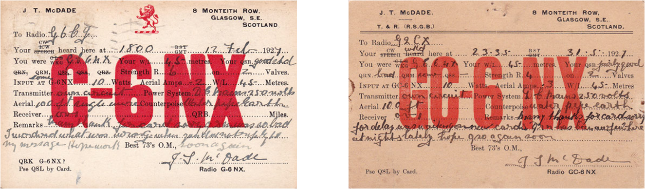 Both 1920's qsl cards 6nx